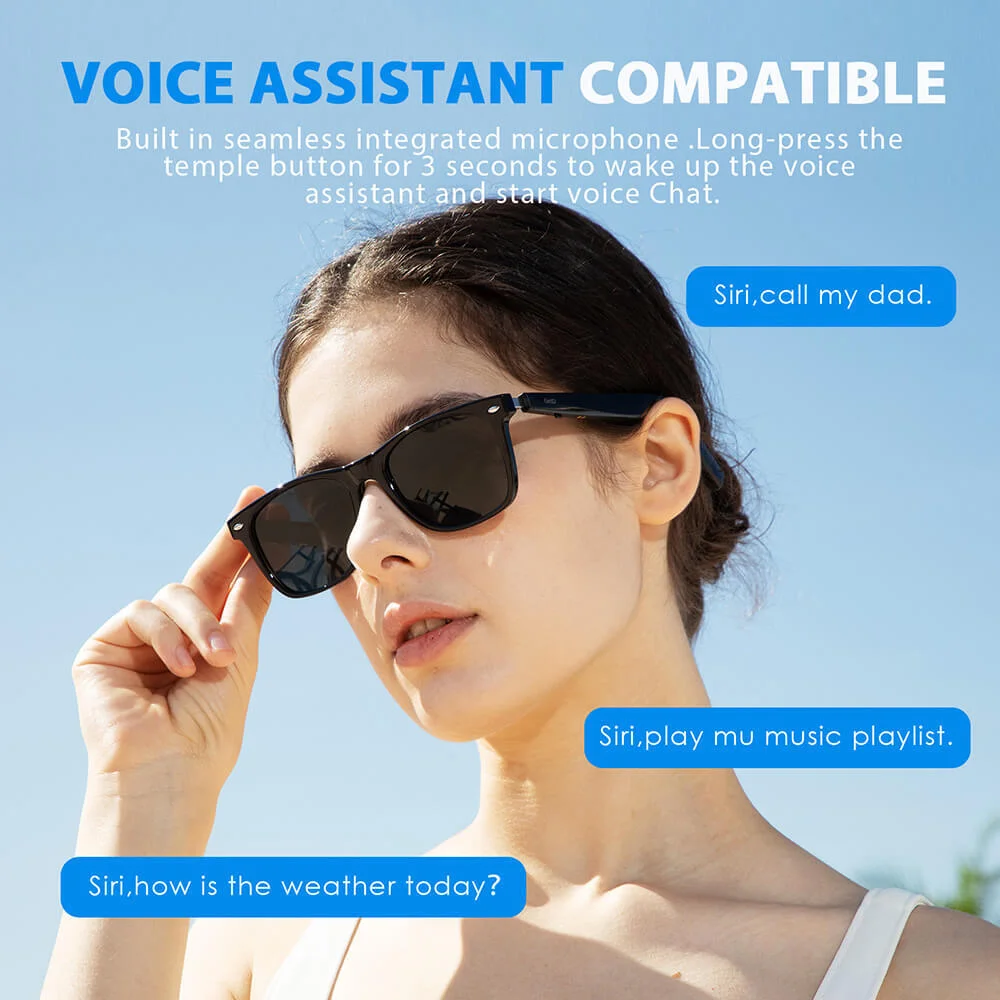 Bluetooth Smart Glasses with Speakers Eyewear Music translator Headphones Black 4
